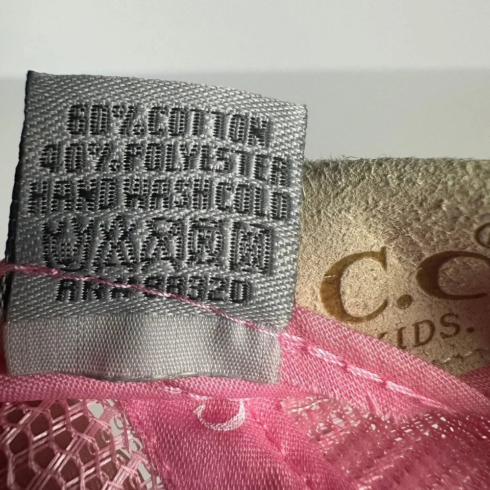 CC Kids Pink Tie Dye Distressed Baseball Cap Criss Cross‎ Ponytail Trucker Hat